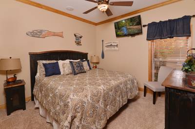 Crystal Waters lower level bedroom two with queen size massaging bed