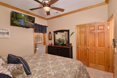 Crystal Waters lower level bedroom two with 36-inch flat screen tv