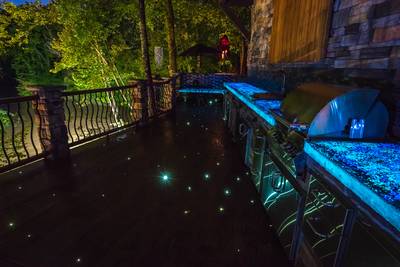 Crystal Waters outdoor kitchen with glowing concrete countertops