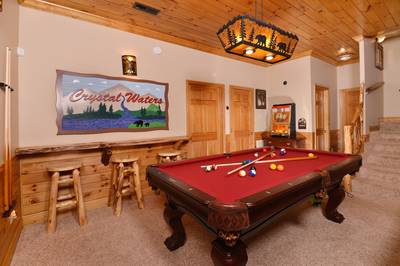 Crystal Waters pool table in lower level game room