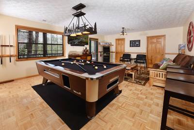 A Beary Good Time lower level game room with pool table