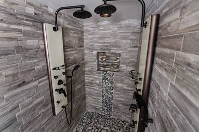 Cabin Fever spa shower with dual shower heads