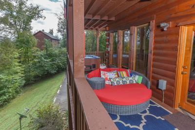 Antler Run wrap around deck with outdoor couch