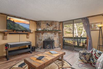 Rustic River living room with 55-inch flat screen TV