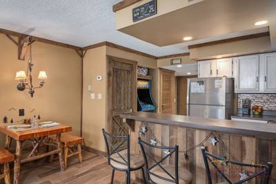 Rustic River bar and dining area