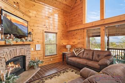 Winter Ridge living room with floor to ceiling windows