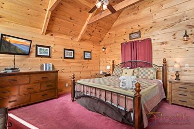A Walk in the Cloud main level loft bedroom with king size bed
