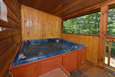 Walden Ridge Retreat screened in back deck with hot tub