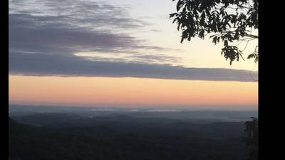 Old Glory panoramic mountain views at dusk