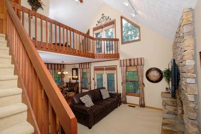 Adele's Retreat living room and loft area