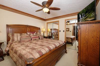 Adele's Retreat main level bedroom 1 with king size bed