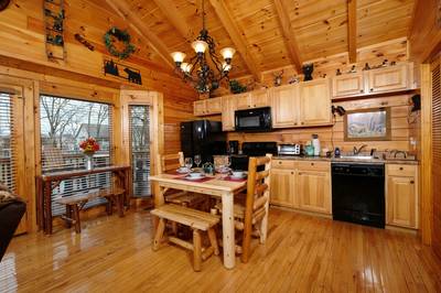 Down by the River dining area and kitchen