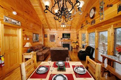 Down by the River dining area and living room