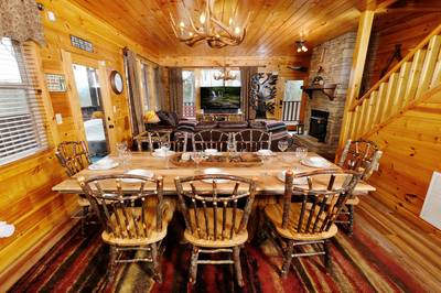 Antler Run main floor dining table and living room