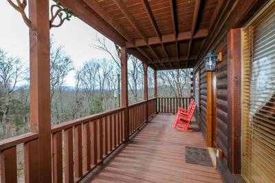 Antler Run third floor deck with rocking chairs