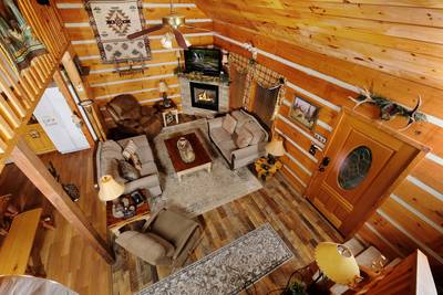 Mountain Magic living room view from loft