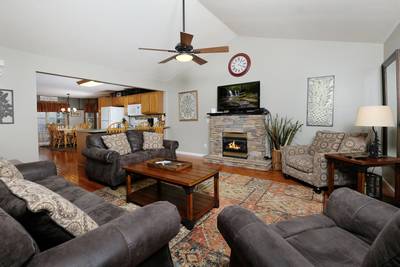 Whispering River living room with flat screen TV