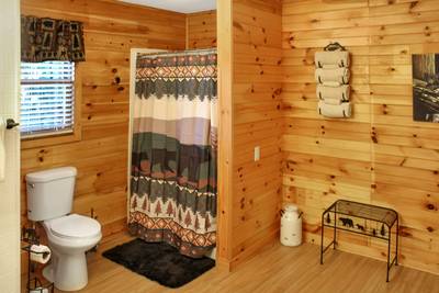 Fuzzy Bear main level bathroom 1 with walk-in shower