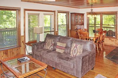 Mountain Side living room with leather sleeper sofa