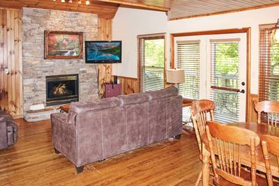 Mountain Side living room with seasonal gas fireplace