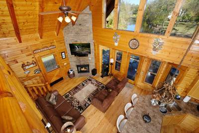 River Livin living room view from loft
