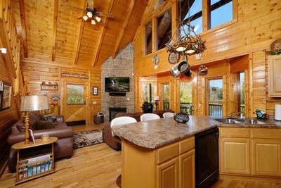 River Livin countertop bar and living room