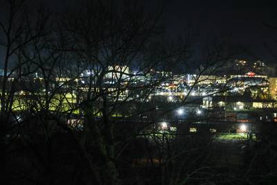 Inn The Vicinity nighttime view from covered back deck