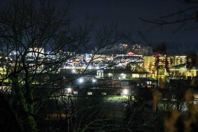Inn The Vicinity nighttime view from covered back deck