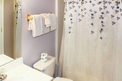 Striking Waters main level bathroom two with tub/shower combo