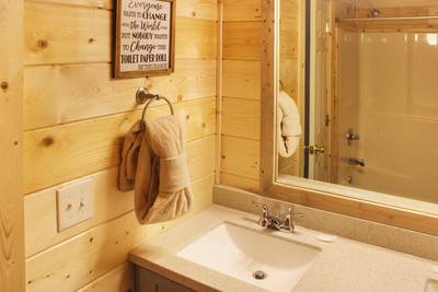 Striking Waters lower level bathroom three with tub/shower combo