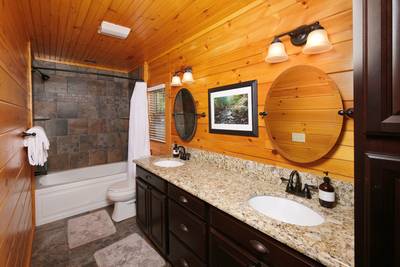 Angels View main level bathroom 1 with double vanity