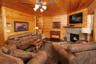 Angels View lower level sitting area with sleeper sofa