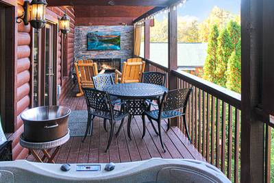 My Pigeon Forge Cabin main level covered back deck