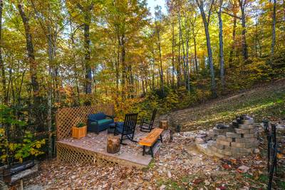 Bearfoots Cozy Cabin lower level yard deck