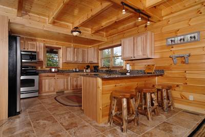 A Cabin of Dreams bar top and kitchen