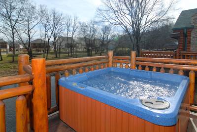 River Falls back deck with hot tub