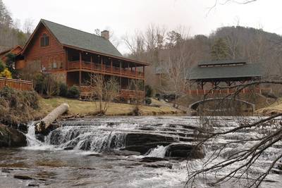 Creekside lodge creek scene