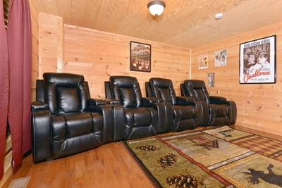 Beary Beary Special lower level movie theater with 4 leather recliners