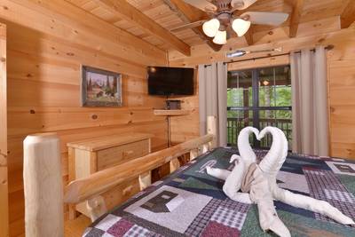 Beary Beary Special main level bedroom 1 with 40-inch TV