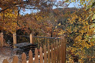 Allen's Hideaway back deck in fall