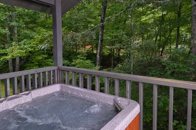 Lakeview hot tub in a wooded setting