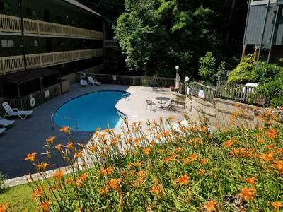 Rustic River swimming pool at Village Stream Condominiums
