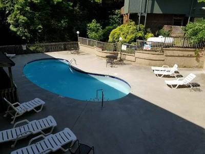 Rustic River pool at Village Stream Condos